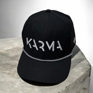 Karma Golf apparel Black Baseball Cap with White Logo adjustable unisex